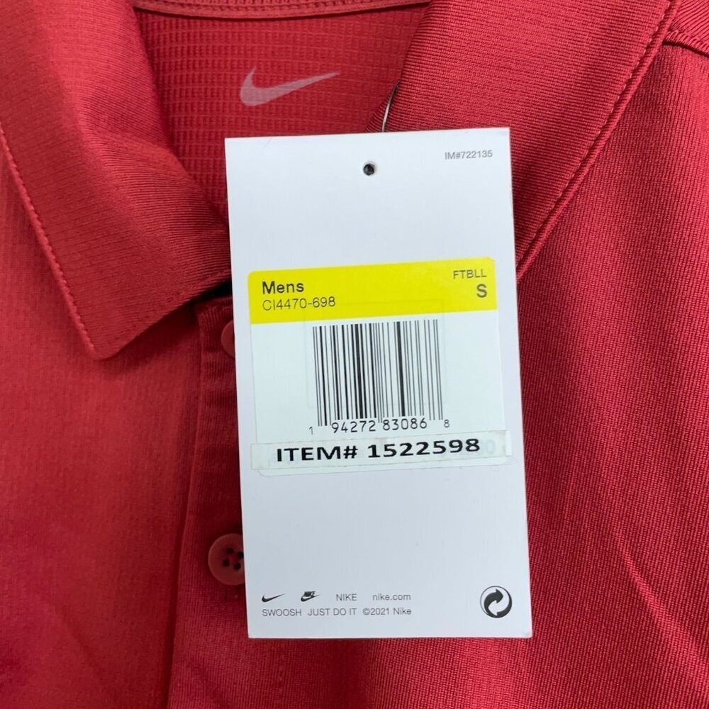 Nike Men's S Red Dri-Fit Golf Polo Shirt Moisture-Wicking Lightweight N0626 - Picture 7 of 9